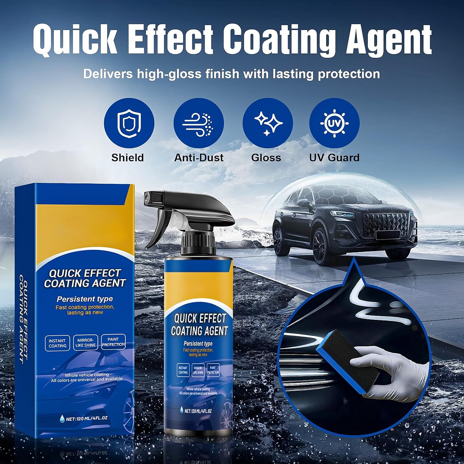 Quick Effect Coating Agent for Car - 2026 Upgrade Car Coating Spray for Shine & Protection, Scratch Repair, Oil Film Removal,Hydrophobic Coating