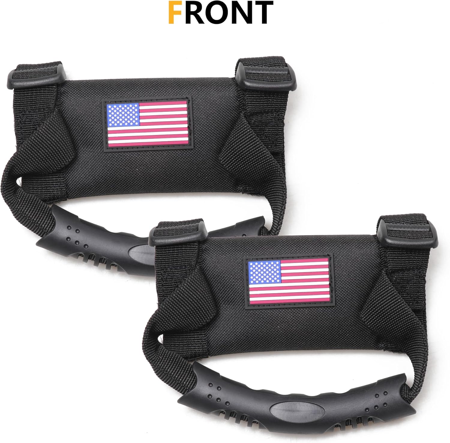 UTV ATV Roll Bar Grab Handles Grips Compatible with Polaris RZR Ranger Can Am Kawasaki Wildcat Pioneer Accessories 1.5” - 1.75” Roll Cage Hand Holds with US Flag, 2 Pack