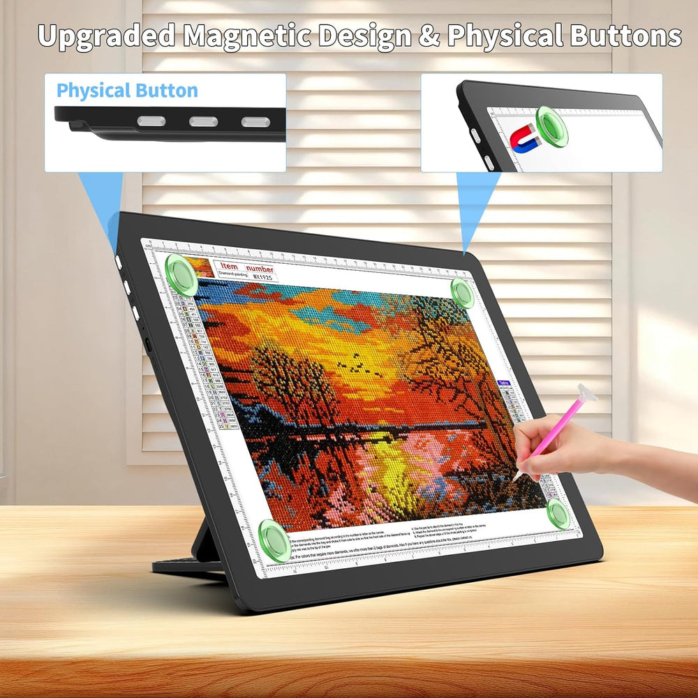 TOHETO Rechargeable A4 Light Board with Stand, Super Bright Magnetic Light Pa...