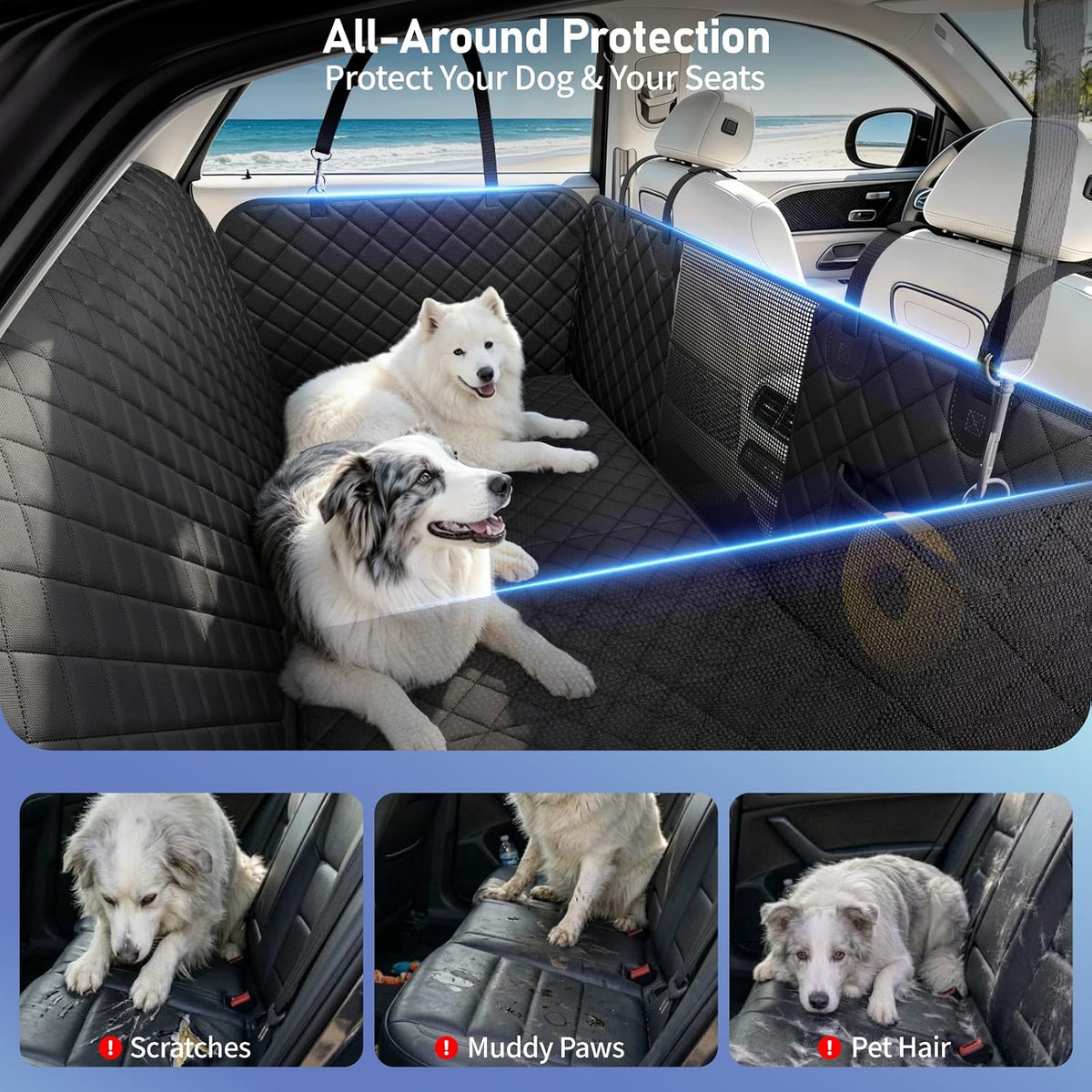 dog car seat cover for back seat, hard showing dimensions