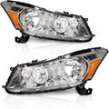 AS Headlight Assembly for 2008 2009 2010 2011 2012 Accord 4dr Sedan Headlamps with Black Housing Clear Reflector Clear Lens Driver and Passenger Side