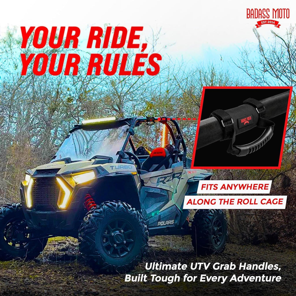 Badass Moto Roll Bar Grab Handles - SXS, ATV, & UTV Grab Handles Grips
