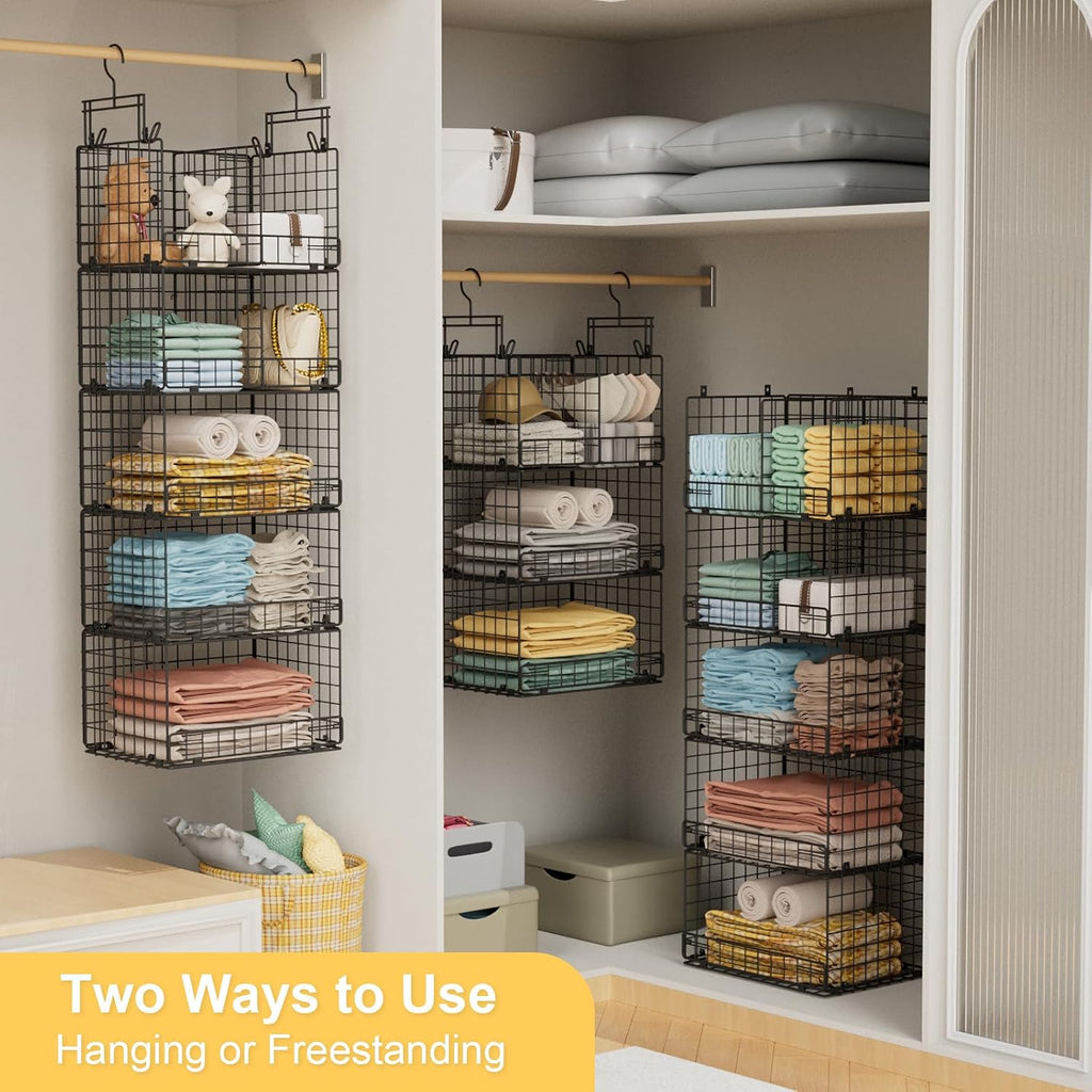vygrow 5 tier hanging closet organizer with adjustable, side view