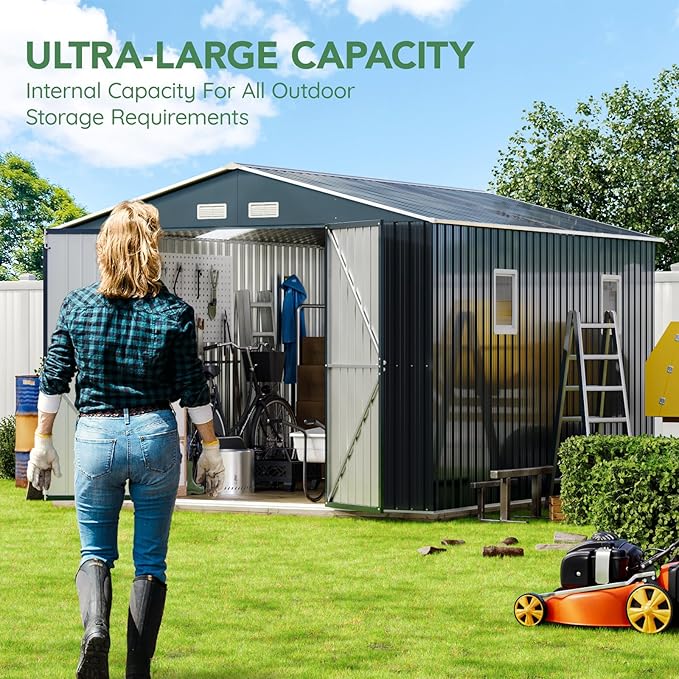 10X12X7.5 FT Outdoor Steel Storage Shed - Image 8
