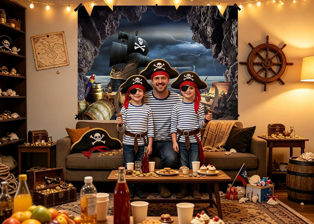 10X8FT Pirate Party Backdrop Halloween Pirate Backdrop F104