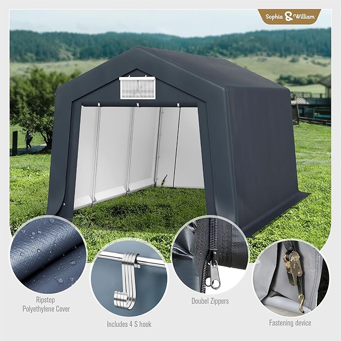 Sophia & William Carport Storage Shed 10x15 ft Portable, Heavy Duty Car Port - Image 7