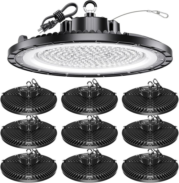 UFO High Bay Light 200W 5000K 30000LM 150LM/W 10 Pack (Eqv.800W MH/HPS)