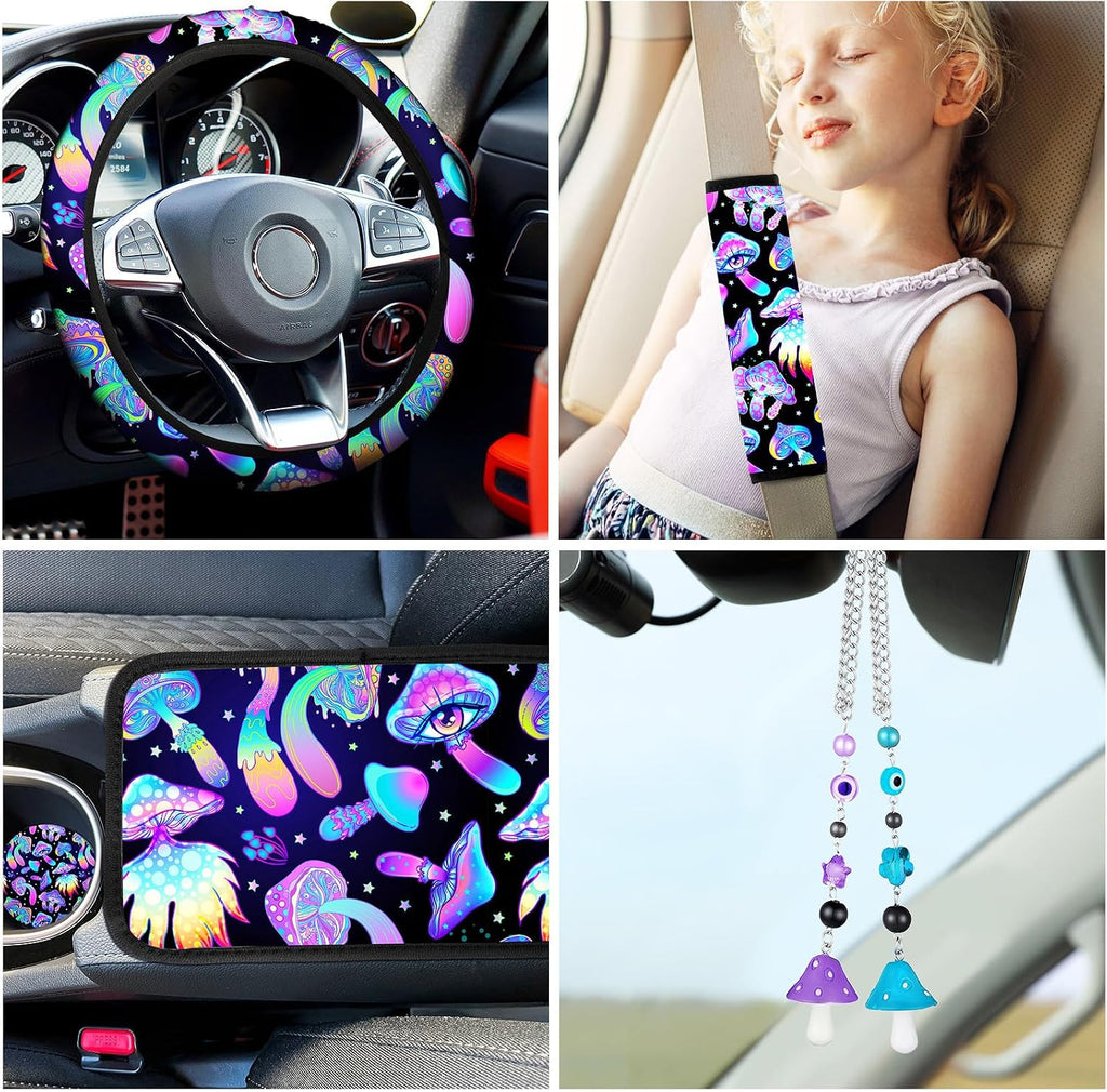 riakrum 17 pcs mushroom car seat covers mushroom showing dimensions