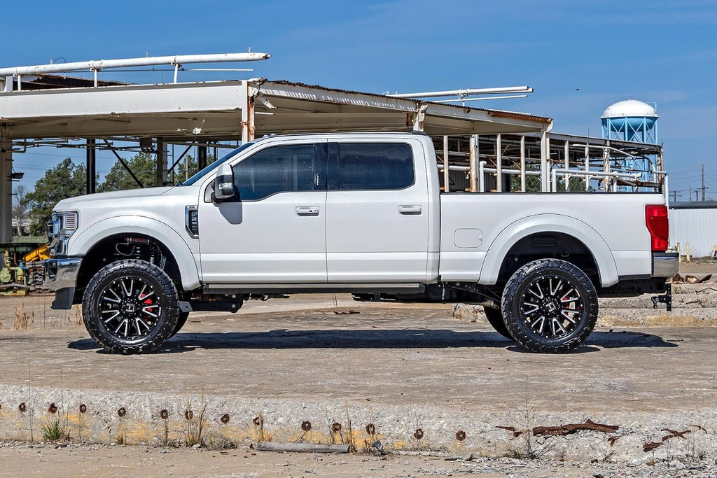 Rough Country Sport Fender Flares for Ford F-250/F-350 Super Duty (2017-2022) - 1" Tire Coverage, 7" Height, UV-Resistant ABS, Paintable Matte Black