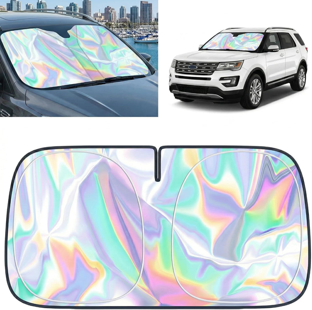 for Ford Explorer 2011-2026 Windshield Sun Shade - Foldable Windshield Cover Sun Shade for Explorer Accessories Protect Car from Sun Rays Overlapping UV Reflective Window Sunshade