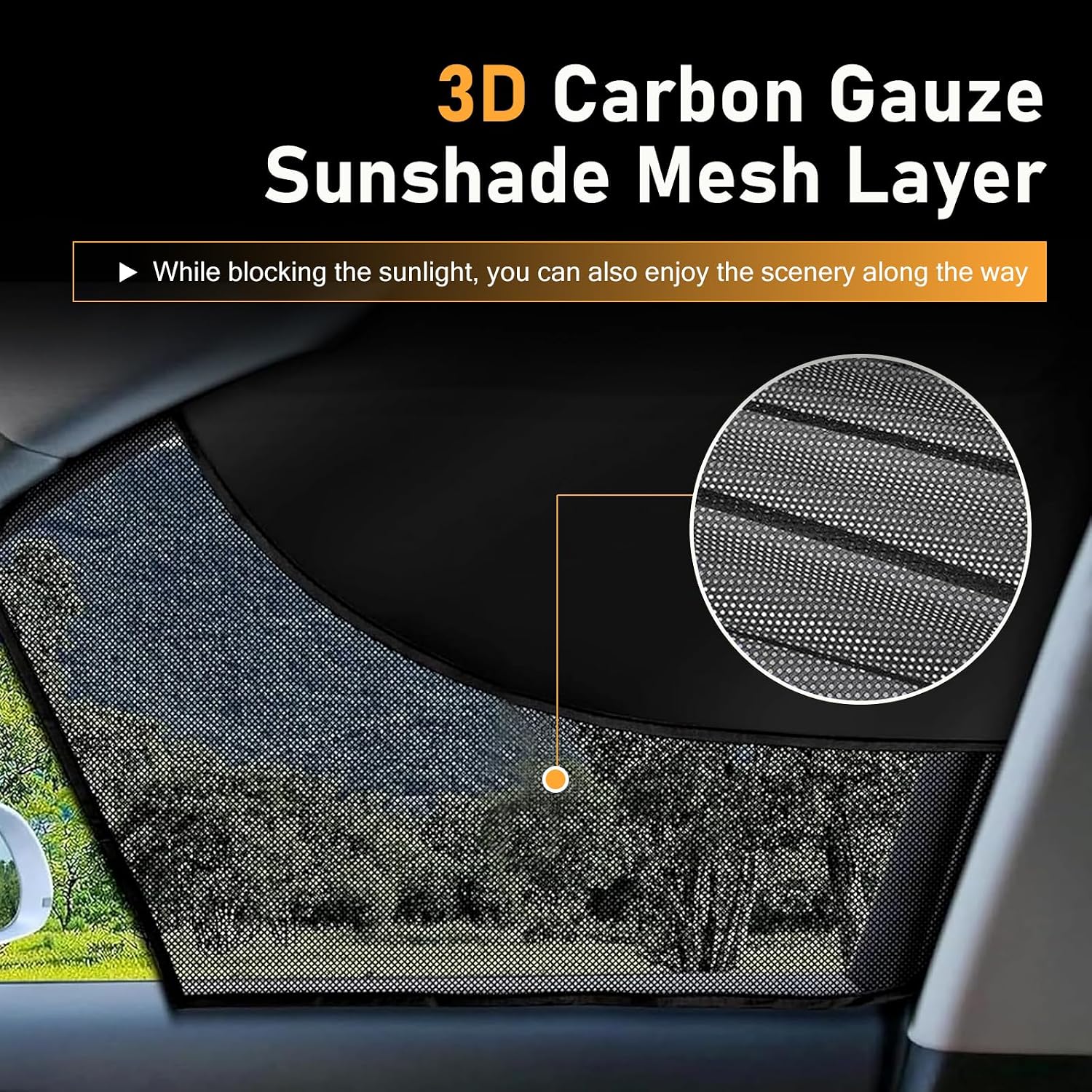 2 PCS Car Window Sun Shades, Magnetic Double Layer Side Front Window Cover, Full Shade Half Blackout See-Through Design, Heat Glare Block Protector, Auto Accessory for Driver Passenger