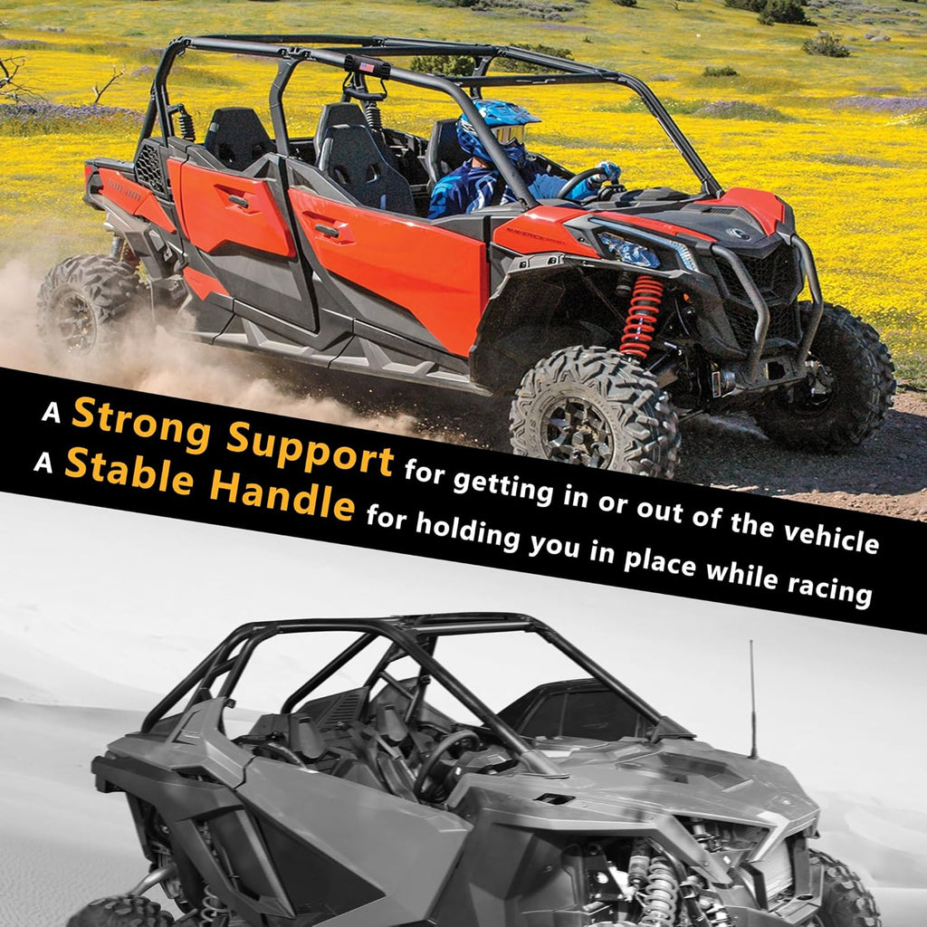 UTV ATV Roll Bar Grab Handles Grips Compatible with Polaris RZR Ranger Can Am Kawasaki Wildcat Pioneer Accessories 1.5” - 1.75” Roll Cage Hand Holds with US Flag, 2 Pack