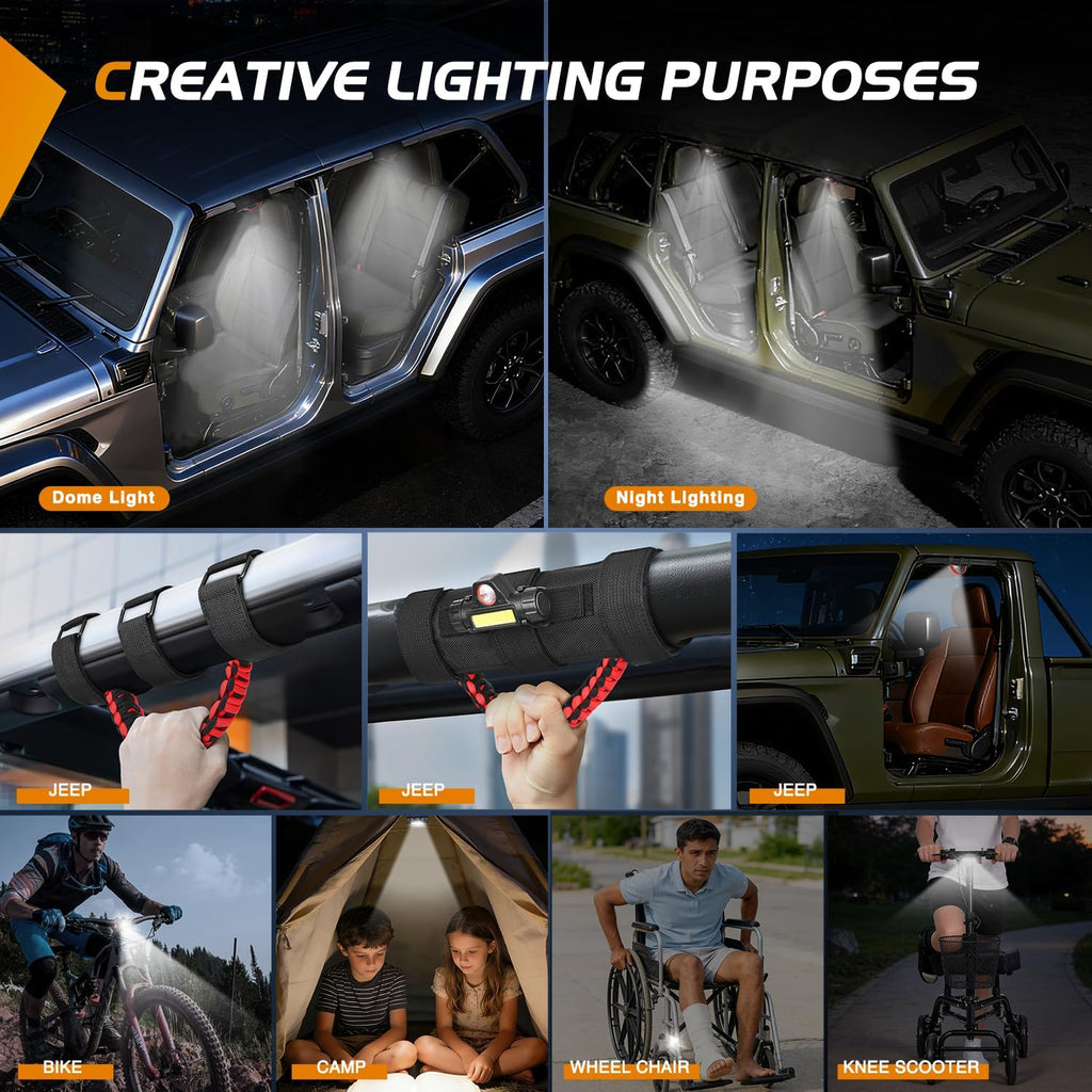 Nilight Dome Light w/Grab Handle Universal 2”- 4” Roll Bar Mount LED Interior Lights Spot Flood Combo Beam Metal Buckle for Wrangler CJ YJ TJ JK JL Gladiator JT