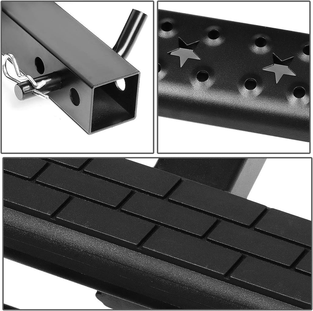 Auto Dynasty Universal 36 Inches Black Powdercoated Steel 2-Stage Tow Hitch Step Bar Board for 2 Inches Receiver Pickup Truck SUV Trailer