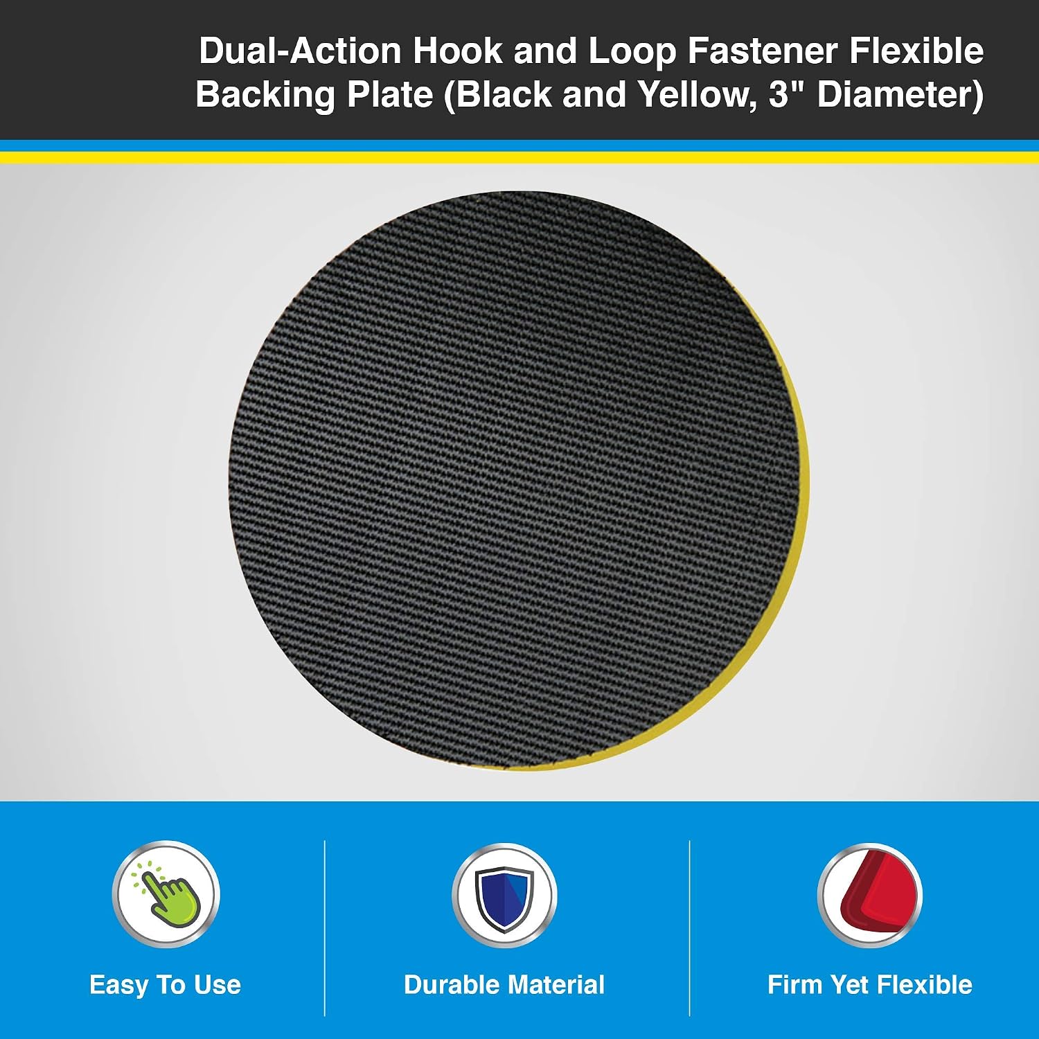 Lake Country Dual-Action Backing Plate - Flexible Plate with Hook-and-Loop Fastener w/Inner Steel Construction - Flexible and Durable Material for an Even Polish (Yellow, 3 Inch)