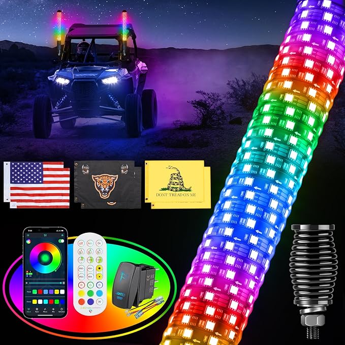 2FT Fat Whip Lights for UTV ATV by Ehaho