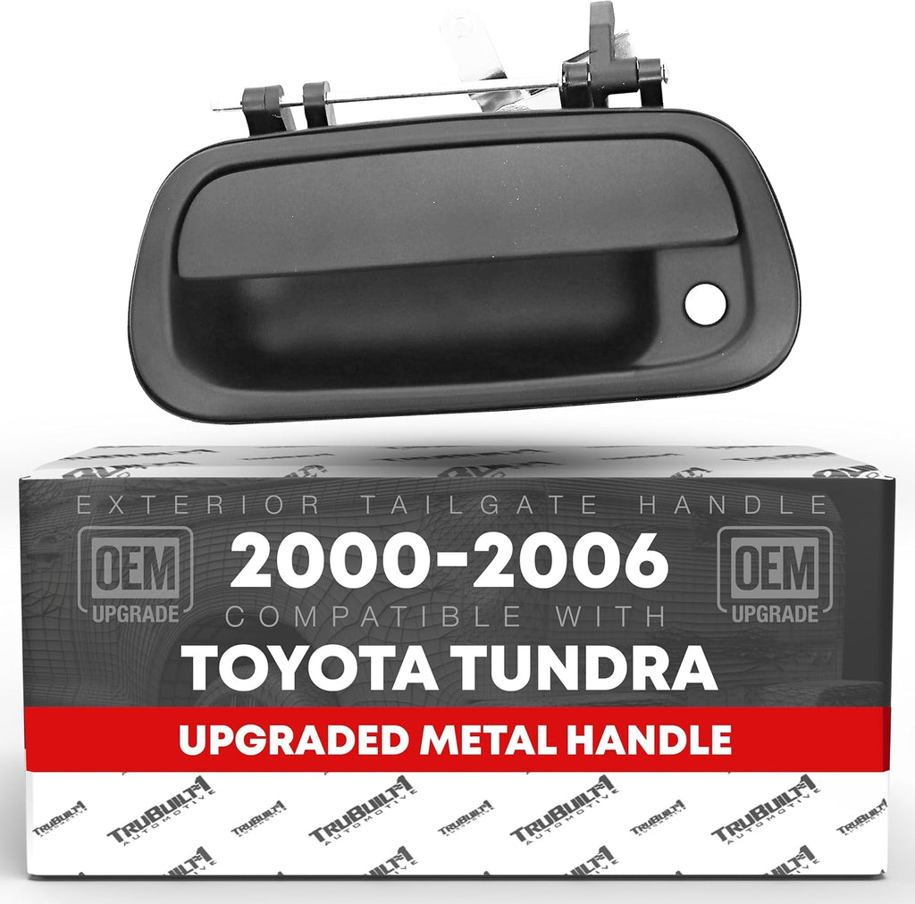Tailgate Handle Latch Upgraded Metal, Compatible with 2000-2006 Toyota Tundra - Exterior Tailgate Assembly, Textured Black, w/Keyhole - OEM 69090-0C010-Metal, 80866, TO1915110