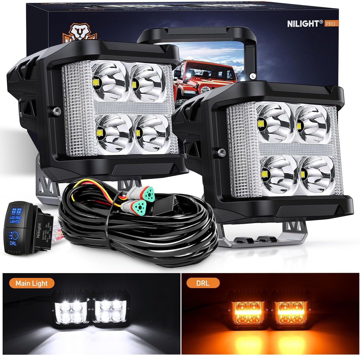 nilight 4 inch 26 w side shooter led, main product view