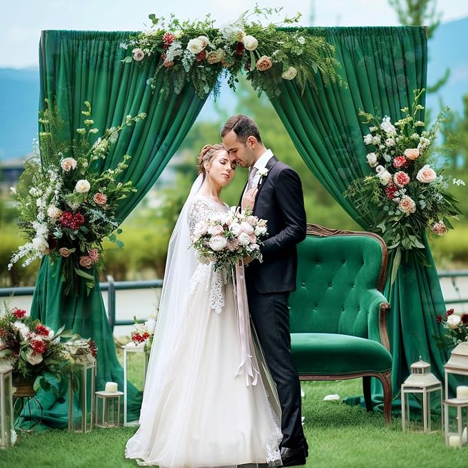 10 x 10 Feet Green Backdrop Curtain for Partie, Background Curtains for Photo...