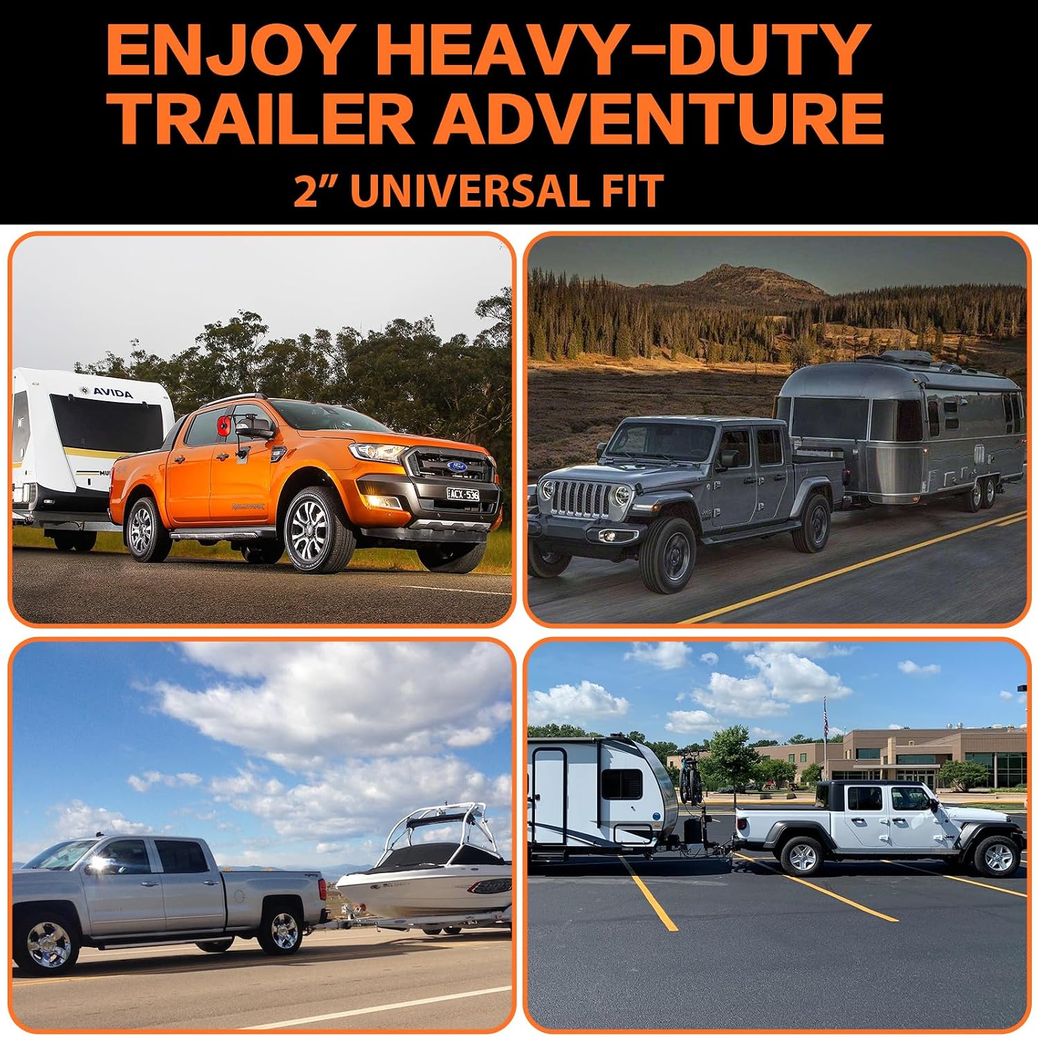 Aircraft Aluminum Adjustable Trailer Hitch for 2 Inch Receiver, Tow Dual Ball 2'' & 2-5/16'' Towing Weight 12,500 LBS, 6'' Drop/Rise, Lightweight/Anti Rust Anti Rattle, Bulletproof Lock Pin
