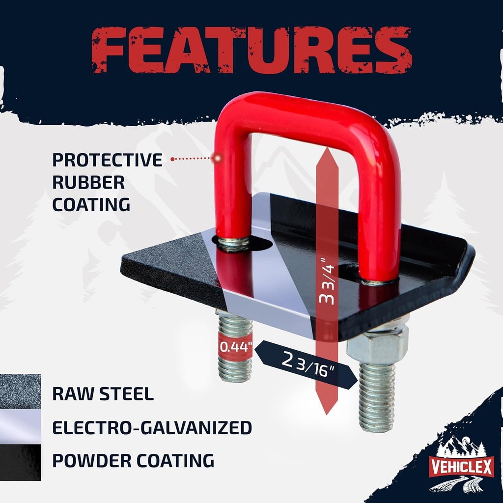 Vehiclex Anti-Rattle Hitch Tightener Clamp for 1.25" to 2" Receivers - Galvanized Heavy-Duty Stabilizer with 0.44" U-Bolt, Rust-Proof for Trailers & Trucks