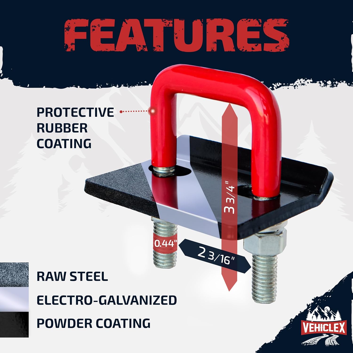 Vehiclex Anti-Rattle Hitch Tightener Clamp for 1.25" to 2" Receivers - Galvanized Heavy-Duty Stabilizer with 0.44" U-Bolt, Rust-Proof for Trailers & Trucks