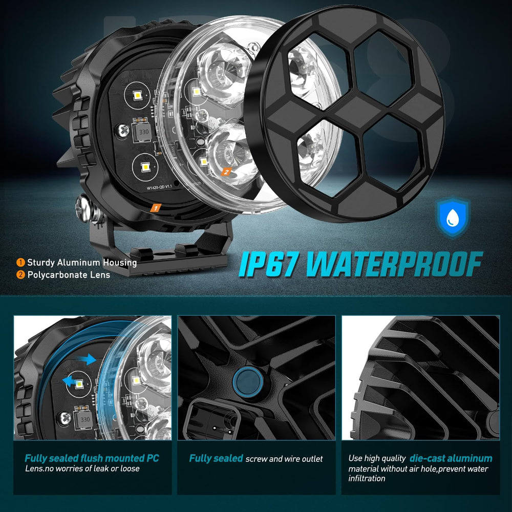 Nilight LED Pod Light 2 PCS 3.1 Inch 20W 4 LED Round Hyper Spot Beam