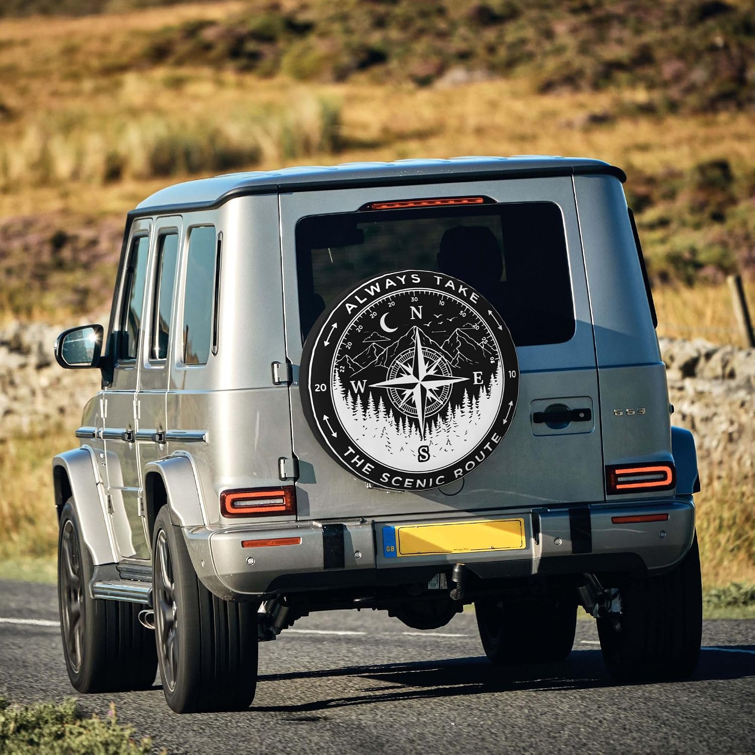 Aways Take Adventure Compass Spare Tire Cover Universal Wheel Cover Waterproof Dust-Proof Tire Protector with Adjustable Buckle Strap for Trailer RV SUV All Vehicle 17 inch