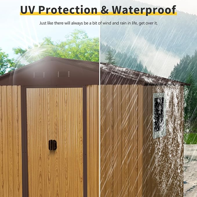 4x8 FT Outdoor Storage Shed, Metal Garden Shed - Image 6