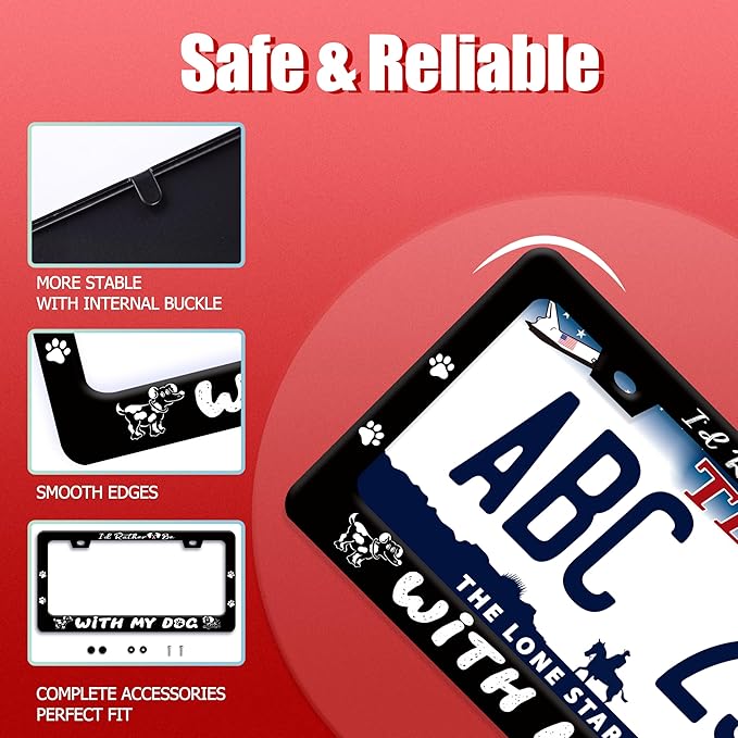 I'd Rather Be with My Dog License Plate Frame Pet License Plate Holder Funny - Image 2