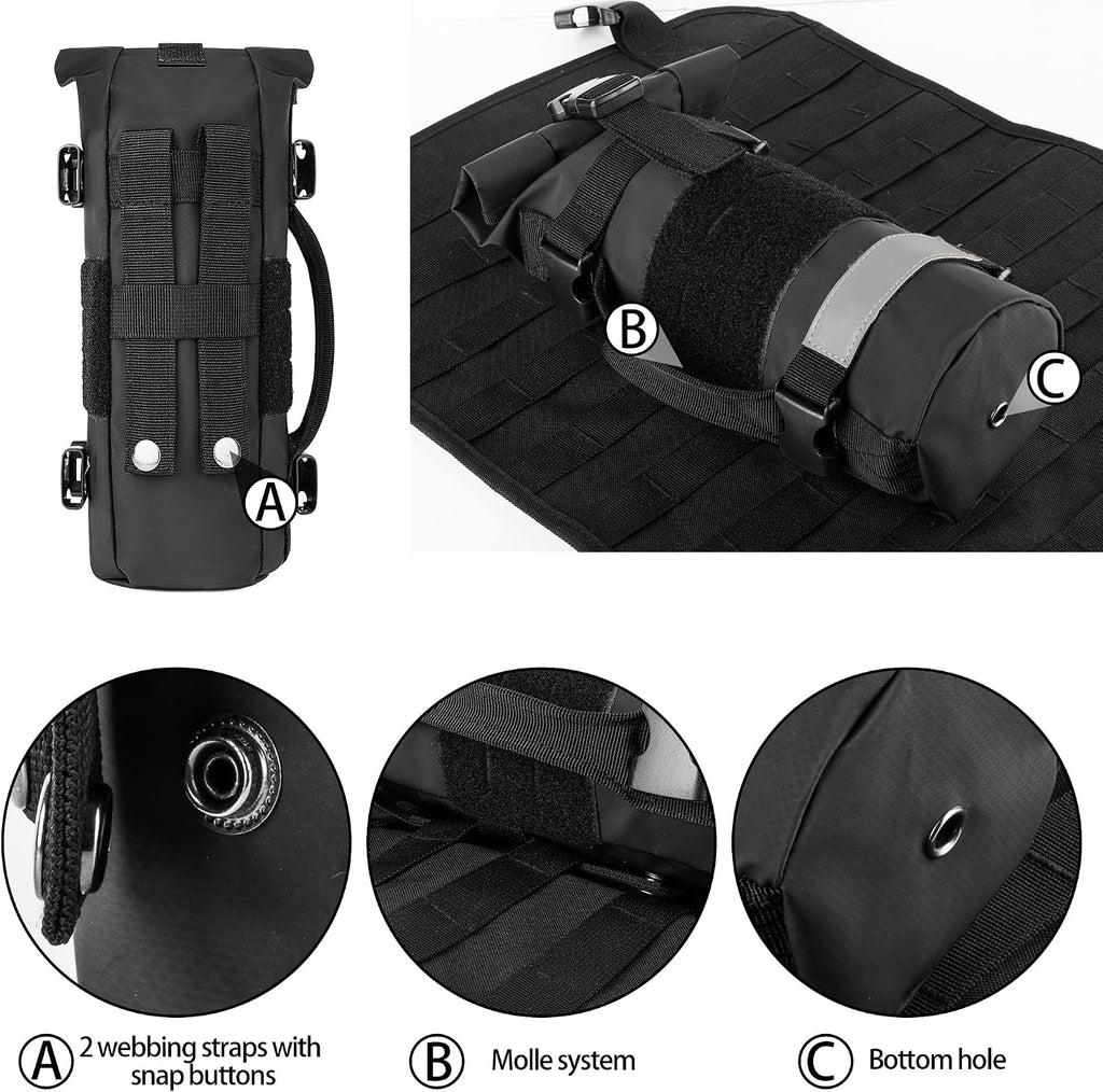Rexmica Fuel Bottle Holder for 30 oz Fuel Bottle, Fuel Bottle Pouch Bag Fit for Mounting on Motorcycle or on MOLLE Bag Backpack, Black (Patented Design), RM01001