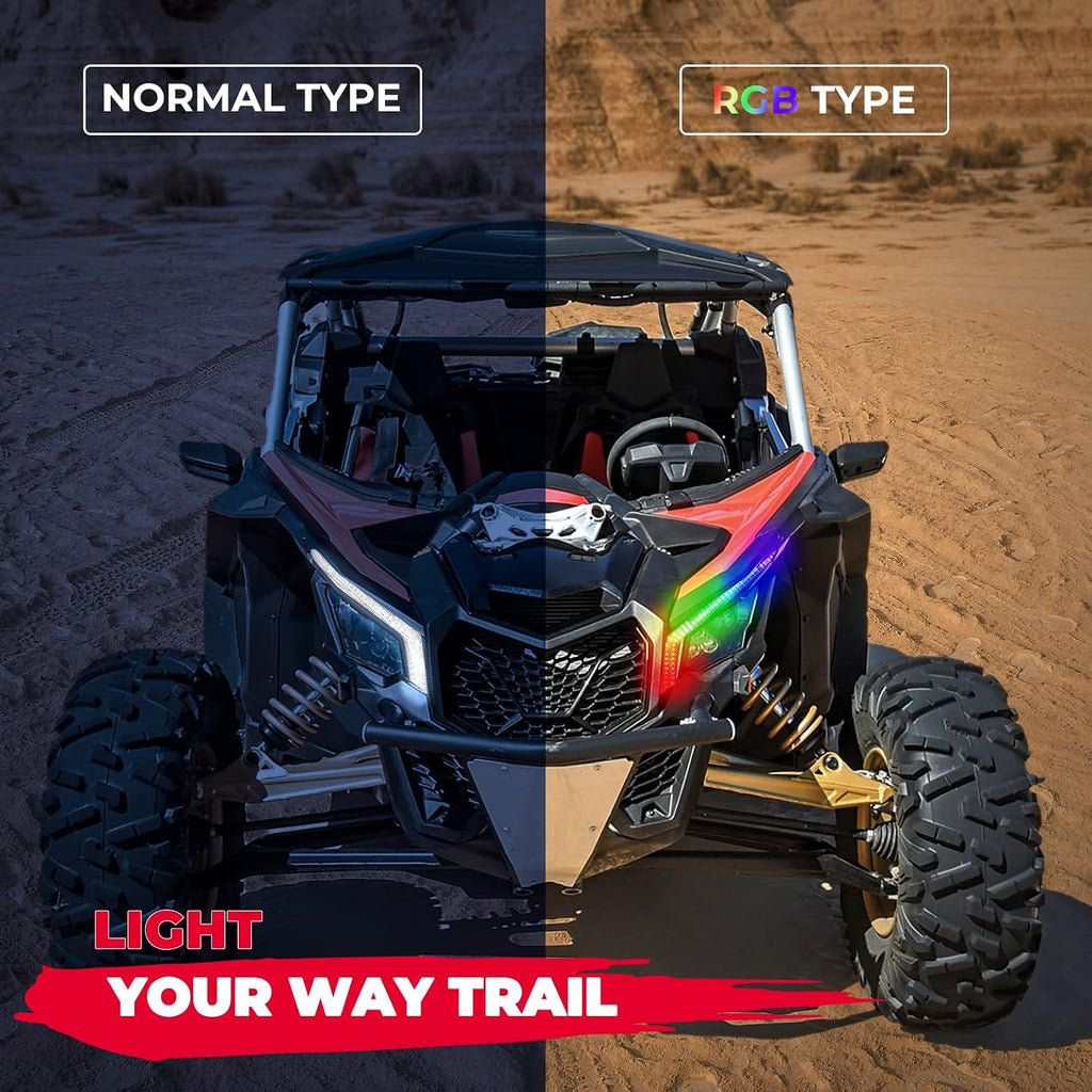 KEMIMOTO X3 Fang Lights RGB Compatible with Can Am Maverick X3 and MAX Models 2017-2026, Front Signature Light Assembly DRL Lighting