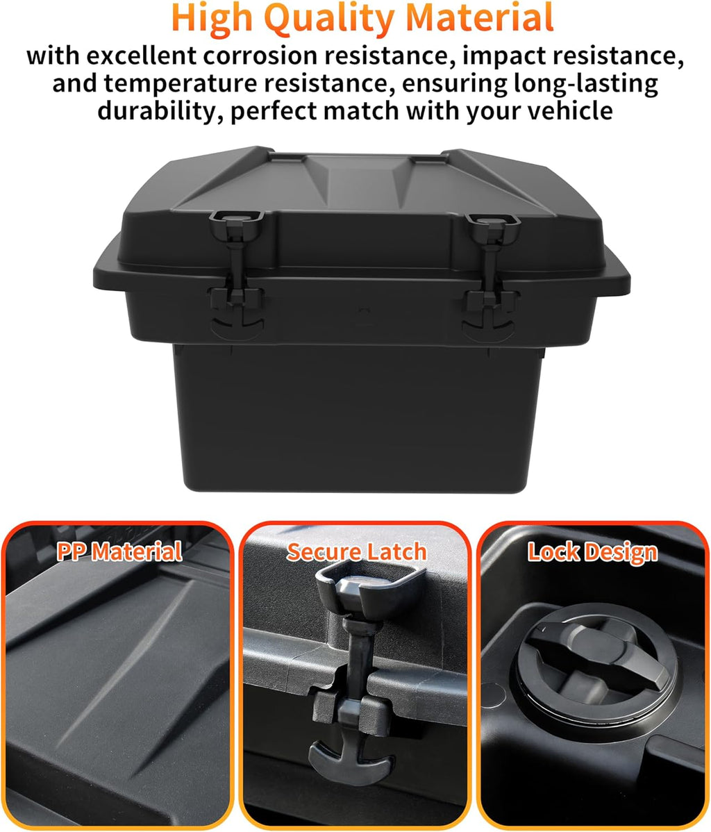 Removable Cargo Storage Box for Can Am Defender HD5 HD7 HD8 HD9 HD10 Max/Commander Accessories, Double Layer Rear Cargo Box Bed Trunk Storage Bin