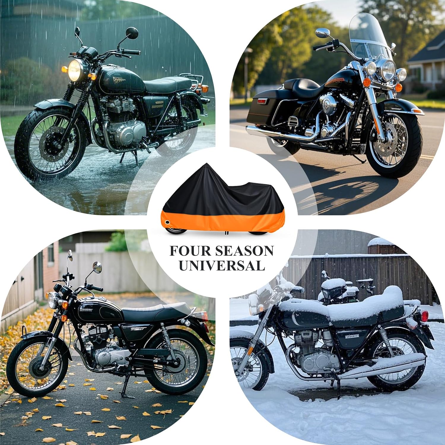 XYZCTEM Motorcycle Cover Waterproof Outdoors, All Weather Protection Vehicle Accessories, Sunproof Windproof, Dustproof, Fit for Honda, Kawasaki, Harley Davidson, Yamaha 86 Inch Motorcycle Accessories