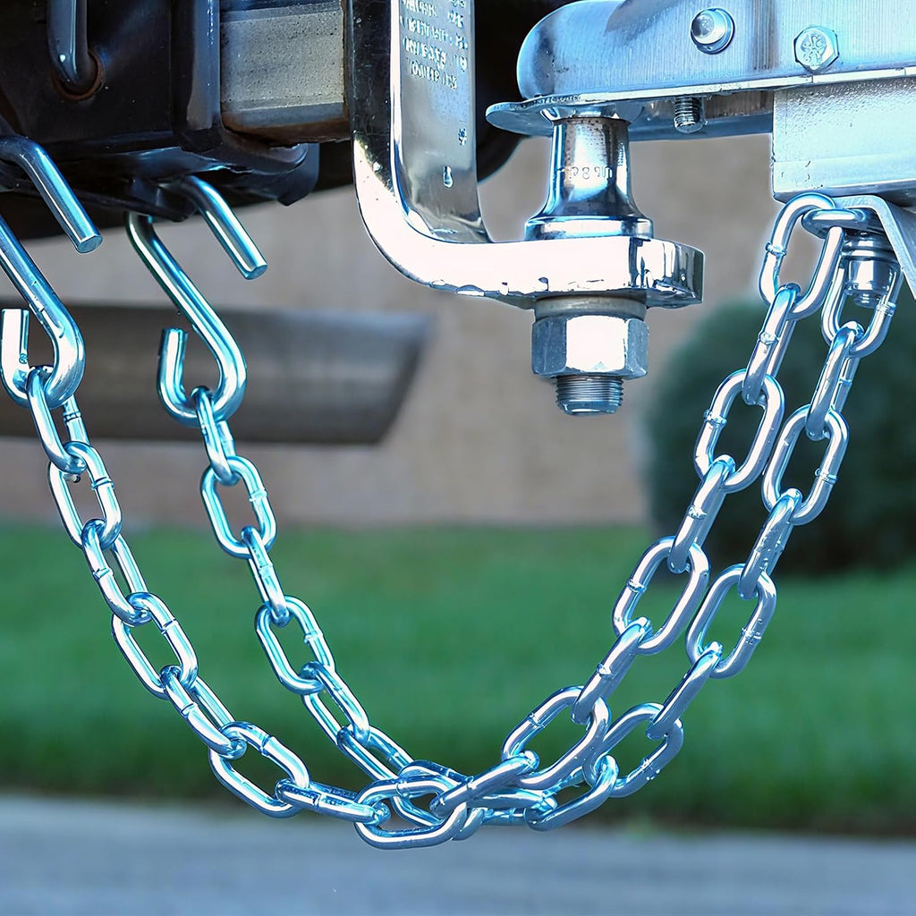 27" Trailer Safety Chain with Heavy Duty 17/32" Spring Hooks, Grade 30 Zinc-Plated Steel Towing Chain Kit 7000 lbs Capacity for RV, Utility Trailer & Boat, 23" Chain Length, 2 Pack