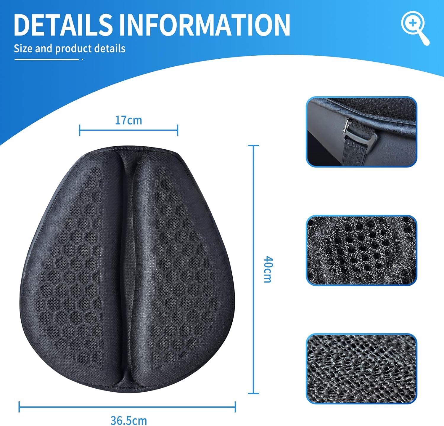 Motorcycle Seat Cushion Gel Pad Universal with 3D-Honeycomb Structure, Soft Gel Seat Pad for Motorcycle, Foldable & Anti-slip Protection, Breathable and Shock Absorption Comfortable for Long Rides