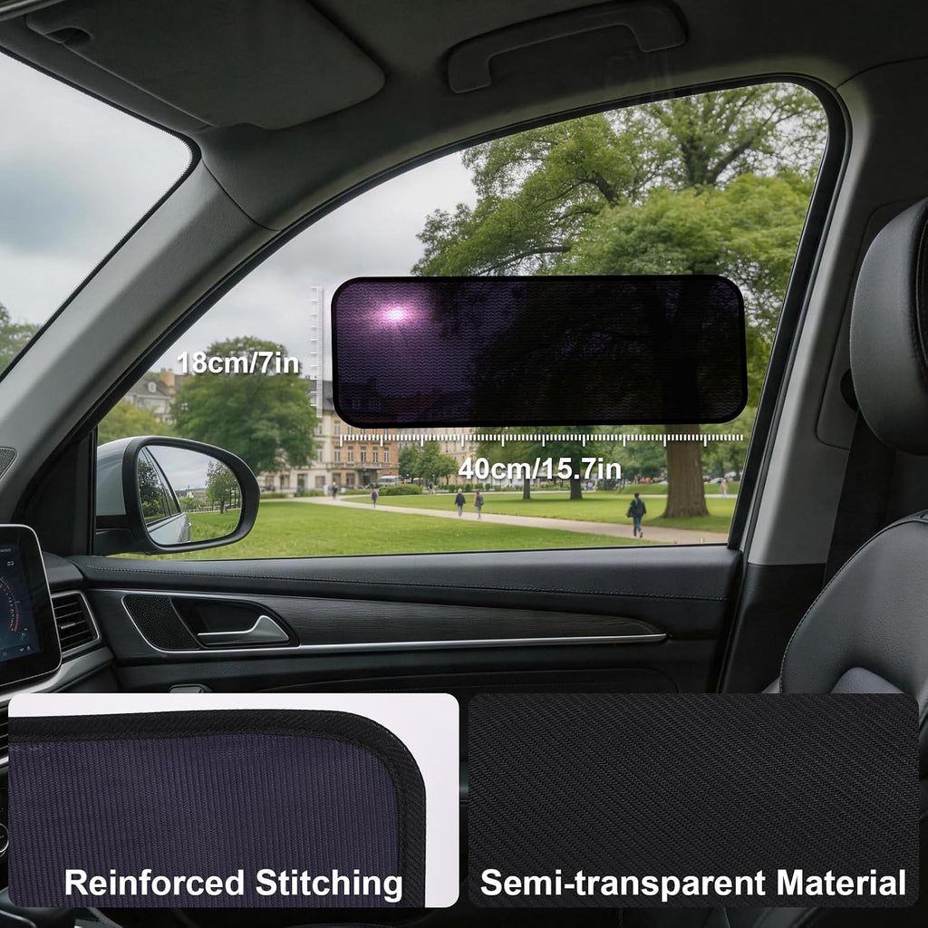 Static Cling Car Window Shade 15.7 × 7 in, 2PCS Sun Glare Blocker | Glare Reduction, Clear Visibility, Stays Firmly in Place, Adjustable Placement, Ideal for Daily Driving