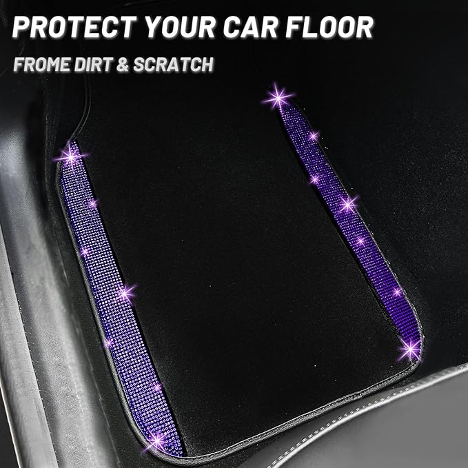 NBTEPEM Purple Violet Bling Car Floor Mats Full Set, Universal Fit Most Cars - Image 8