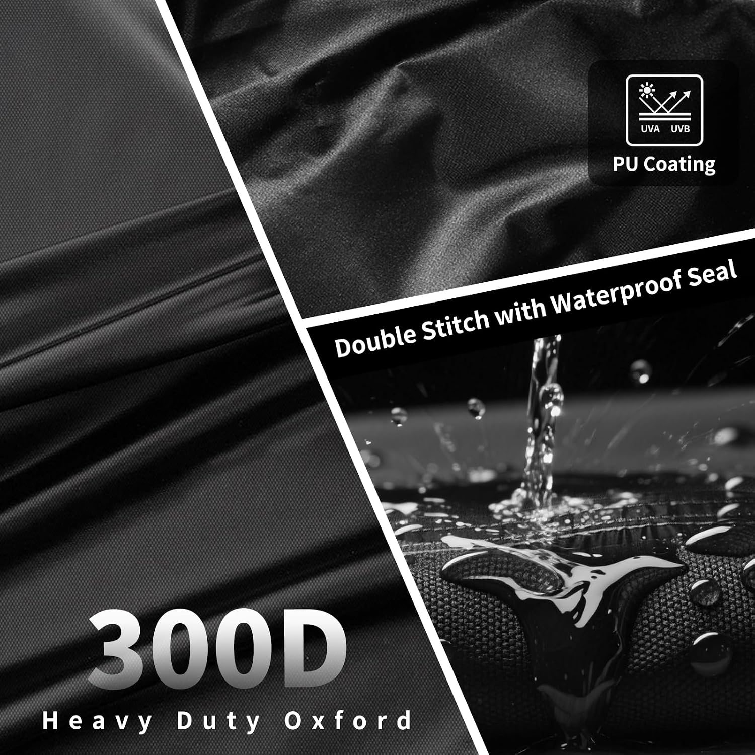 Motorcycle Cover Heavy Duty Waterproof, for Motorcycle with Side+Top Box, Compatible with Harley Davidson Ultra Ltd, Road Glide Ltd, Honda Goldwing, BMW, Indian Motorcycle Accessories, Black/Grey