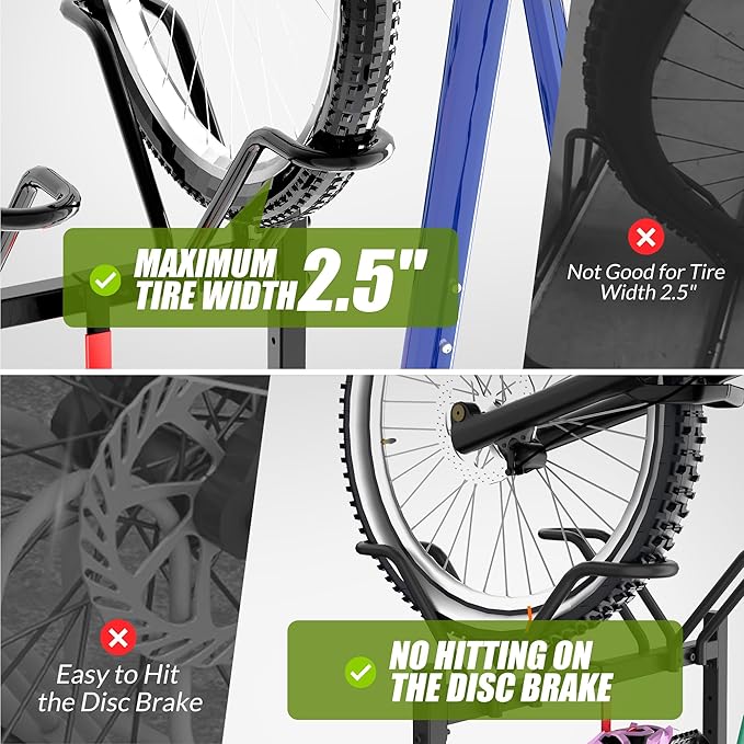 2 Bikes Floor Stand, Adjustable Bicycle Parking Rack - Image 4