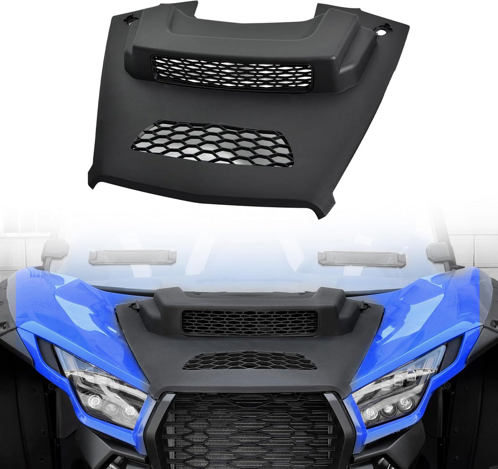 Sport Hood Scoop with Mesh Grille for Kawasaki Teryx KRX KRX4 1000 2020-2025 Accessories, Black Durable Hood Cover with Vented Mesh Grille Air Flow Intake Kit