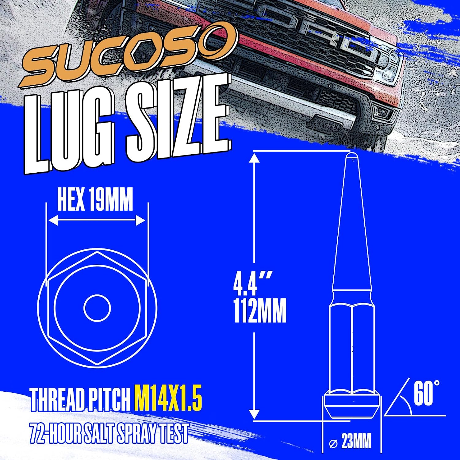 14x1.5 Spiked Lug Nuts 6x5.5 Chevy, Chrome Spike Lug Nuts Chevy Silverado 6 Lug Conical Bulge Seat with 1 Socket Key Fit Silverado Suburban GMC Sierra Yukon Dodge Ram 1500 Ford F150 Aftermarket Wheel