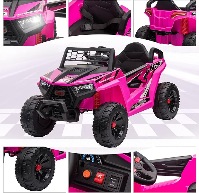 TOBBI 12V Kids Ride on Car, Electric Off-Road UTV Truck - Image 6
