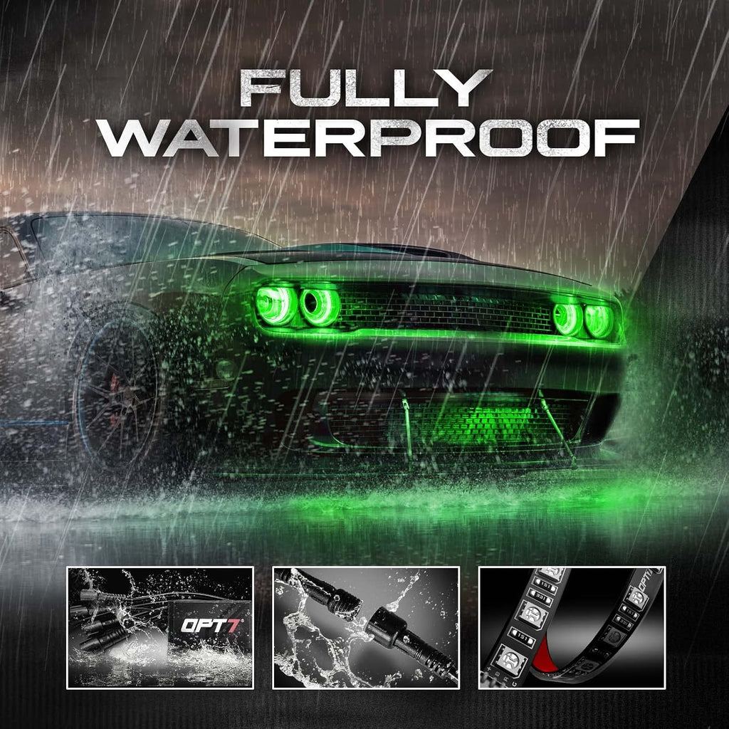 OPT7 Aura Halo Accent Lights for 2008-2023 Dodge Challenger with Remote Control, 12" Multi-Color LED Strip, Car Neon Lighting Kit