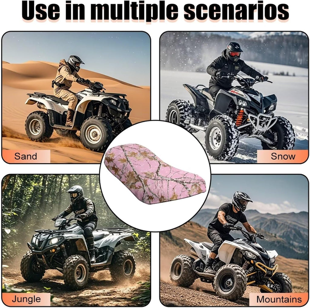JoyLamoria ATV Seat Cover Camo Hunting Pink Oak Accessories Breathable Cushion Protector ATV Back Seat Powersports Cushion Covers for Most Models