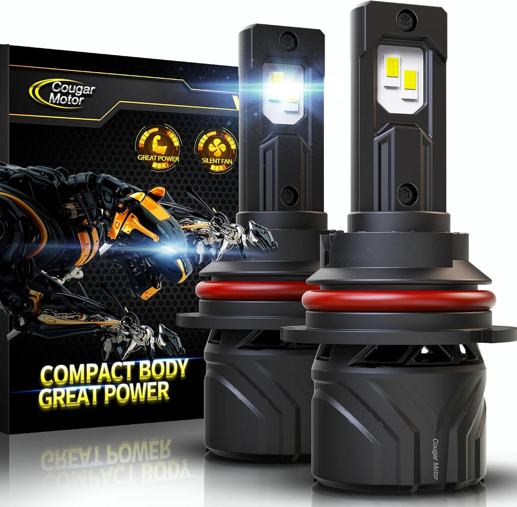 Cougar Motor 9007 Bulbs, HB5 Fog Lights 6500K White Non-Polarity 9007 Fog Bulb