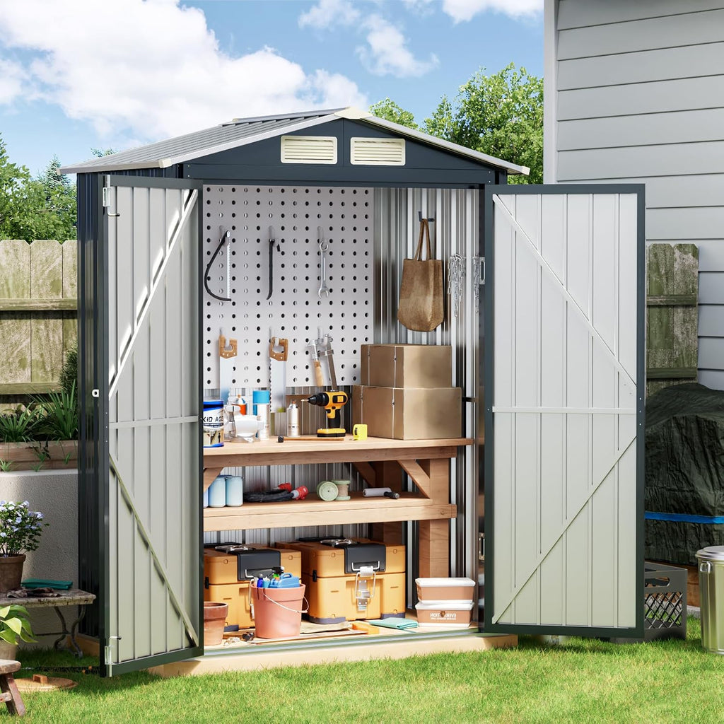 Breezz 5x3FT Vertical Outdoor Steel Storage Shed