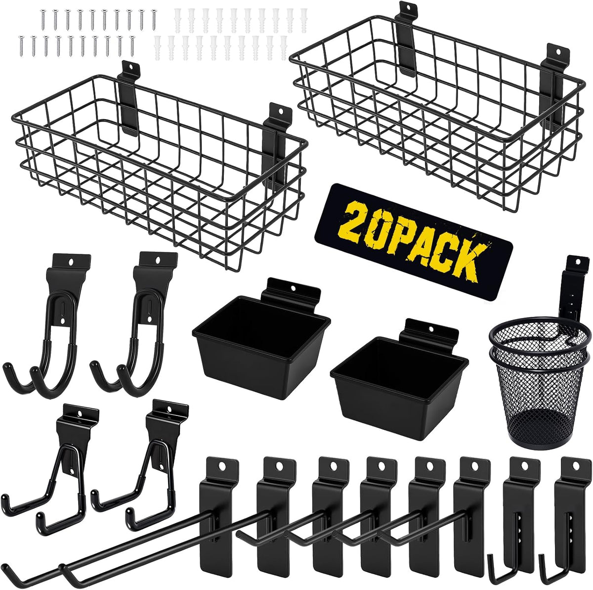 20-piece slatwall accessories organizer kit – heavy-duty wall, main product view