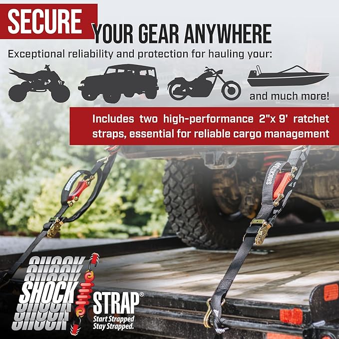 Ratchet Strap, 9’ x 2” Shock Absorbing Heavy Duty Tie downs - Image 9
