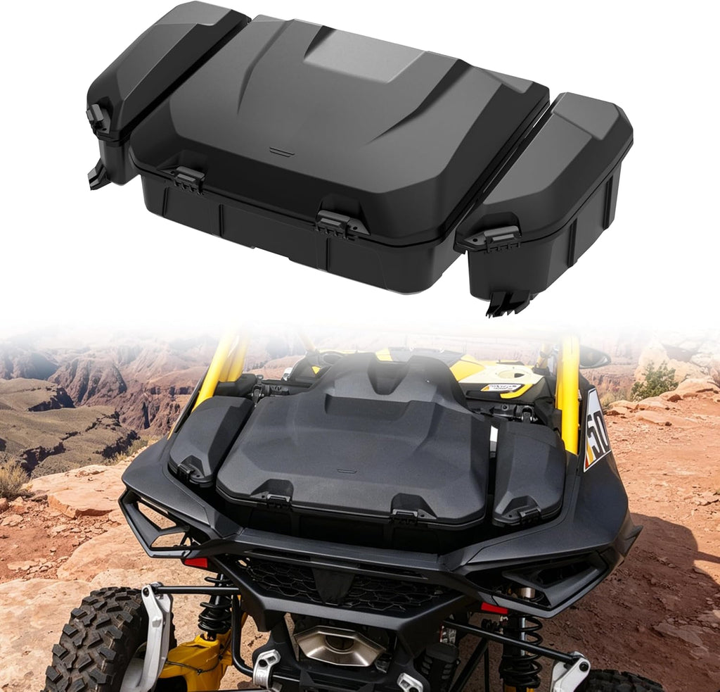 96L Rear Cargo Box & 13.5L Side Storage Boxes for Can Am Maverick R MAX X RS 2024+ Accessories, Water Resistant Cargo Storage Bin Tool Box(3PCS, Direct Replace OEM #715007182/715007372)